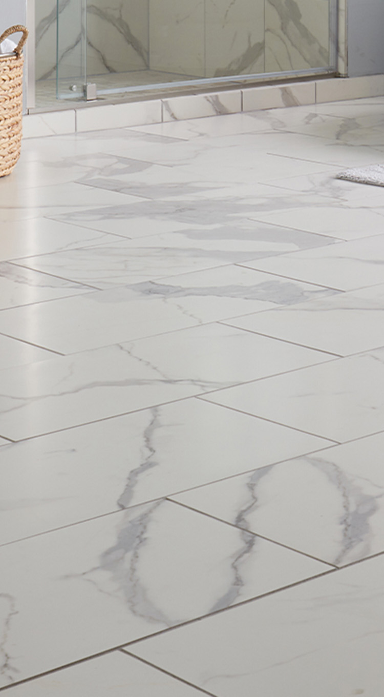 Marble Tile look flooring in Bathroom